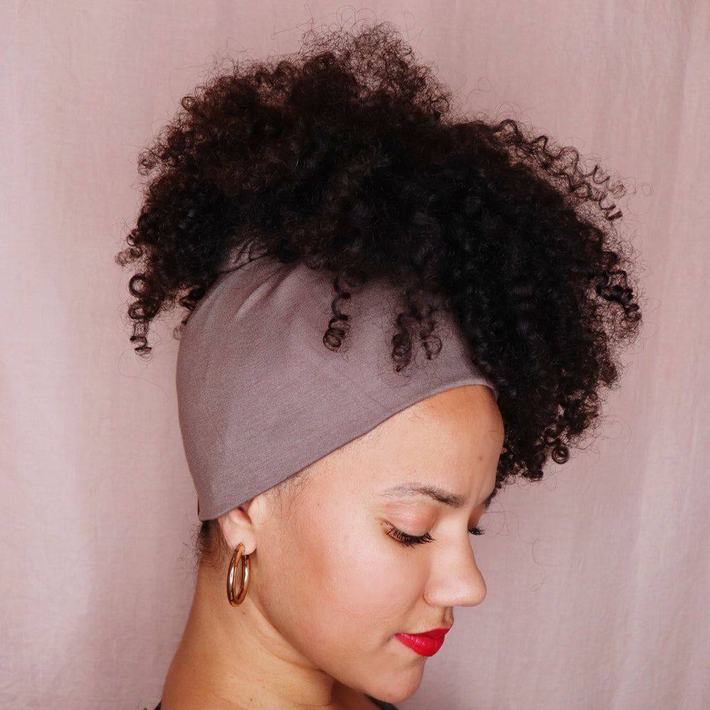 Taupe Mirabal Afrona - Satin lined hat - Curly Hair products - Hat for curly hair - replace your bonnets, head wraps and satin pillow with the Afrona.