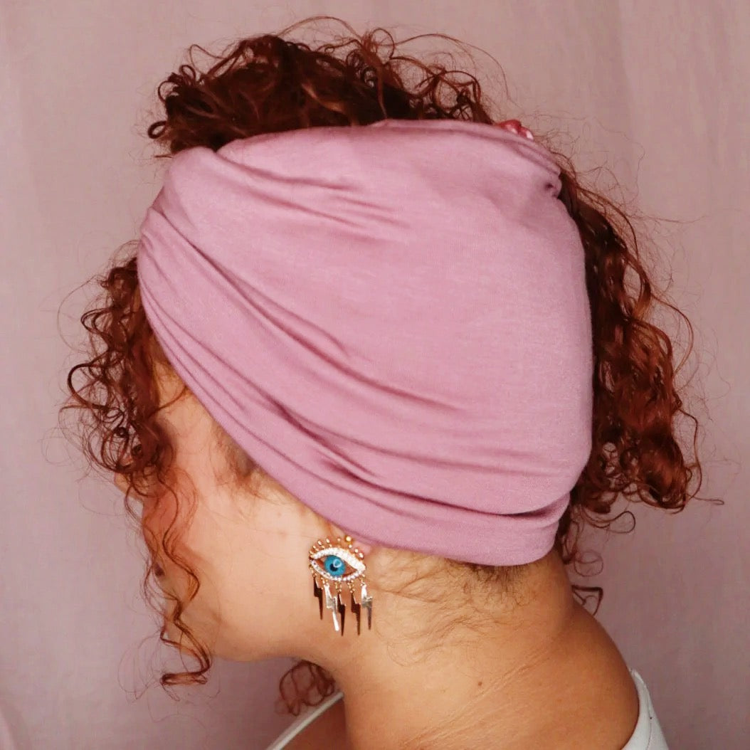 Mauve Mirabal Afrona - Satin lined hat - Curly Hair products - Hat for curly hair - replace your bonnets, head wraps and satin pillow with the Afrona.