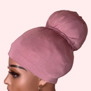 Mauve Mirabal Afrona in Crown Bun - Satin lined hat - Curly Hair products - Hat for curly hair - replace your bonnets, head wraps and satin pillow with the Afrona.